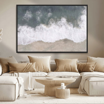 10072982-MGV-CV-36X24-Abstract Ocean Wave Wall Art – Coastal Beach Canvas Print, Minimalist Seascape Painting, Modern Ocean Inspired Artwork for Living