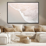 28414510-MGV-CV-36X24-Ocean Shoreline Wall Art – Minimal Coastal Beach Canvas Print, Soft Sea Foam and Sand Photography Artwork, Relaxing Nautical Decor