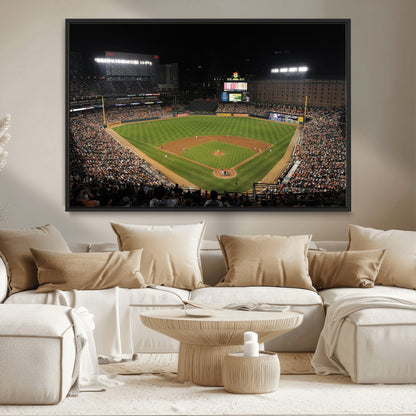 26445161-MGV-CV-36X24-Baseball Stadium at Night – Panoramic Ballpark Canvas Wall Art, Sports Decor for Man Cave, Office, Game Room, Sports Bar, Baseball