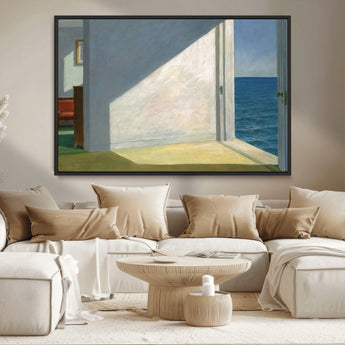 34188481-MGV-CV-36X24-Coastal Sunlight Wall Art – Minimalist Ocean View Canvas Print, Serene Beach House Inspired Decor for Bedroom, Living Room,