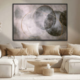 20066876-MGV-CV-36X24-Neutral Abstract Circle Wall Art – Modern Gray Beige Gold Canvas Print, Minimalist Geometric Painting for Bedroom, Living Room,