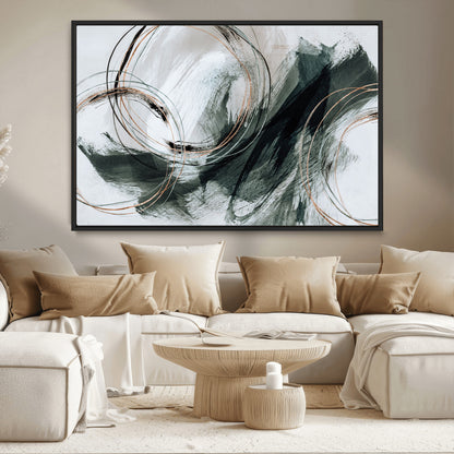 86583265-SEG-FC-90X60_Oversize_Oversize-Black and Gray Abstract Wall Art – Modern Copper Circle Canvas Print, Contemporary Minimalist Painting for Living Room, Bedroom,