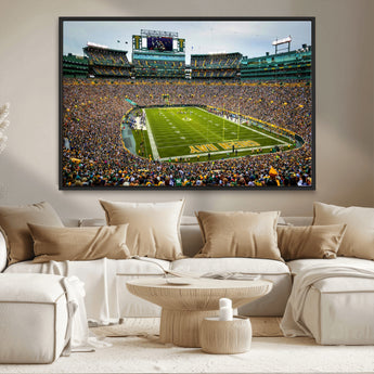 96617112-MGV-CV-36X24-Lambeau Field Wall Art – Green Bay Packers NFL Football Stadium Canvas Print – Game Day Crowd Sports Decor for Man Cave, Bar, or