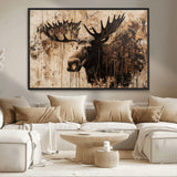 83505059-MGV-CV-36X24-Majestic Moose Wall Art – Rustic Animal Canvas Painting – Wilderness Wildlife Decor with Earthy Tones for Cabin, Lodge, Farmhouse,