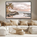 14214613-MGV-CV-36X24-Tropical Beach Wall Art – Palm Tree and Ocean Sunset Canvas Print, Relaxing Coastal Landscape Decor for Living Room, Bedroom, or