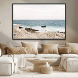 25481980-MGV-CV-36X24-Ocean Coastal Wall Art – Rocky Shoreline and Waves Canvas Print, Serene Beach Landscape Decor for Living Room, Bedroom, or Office