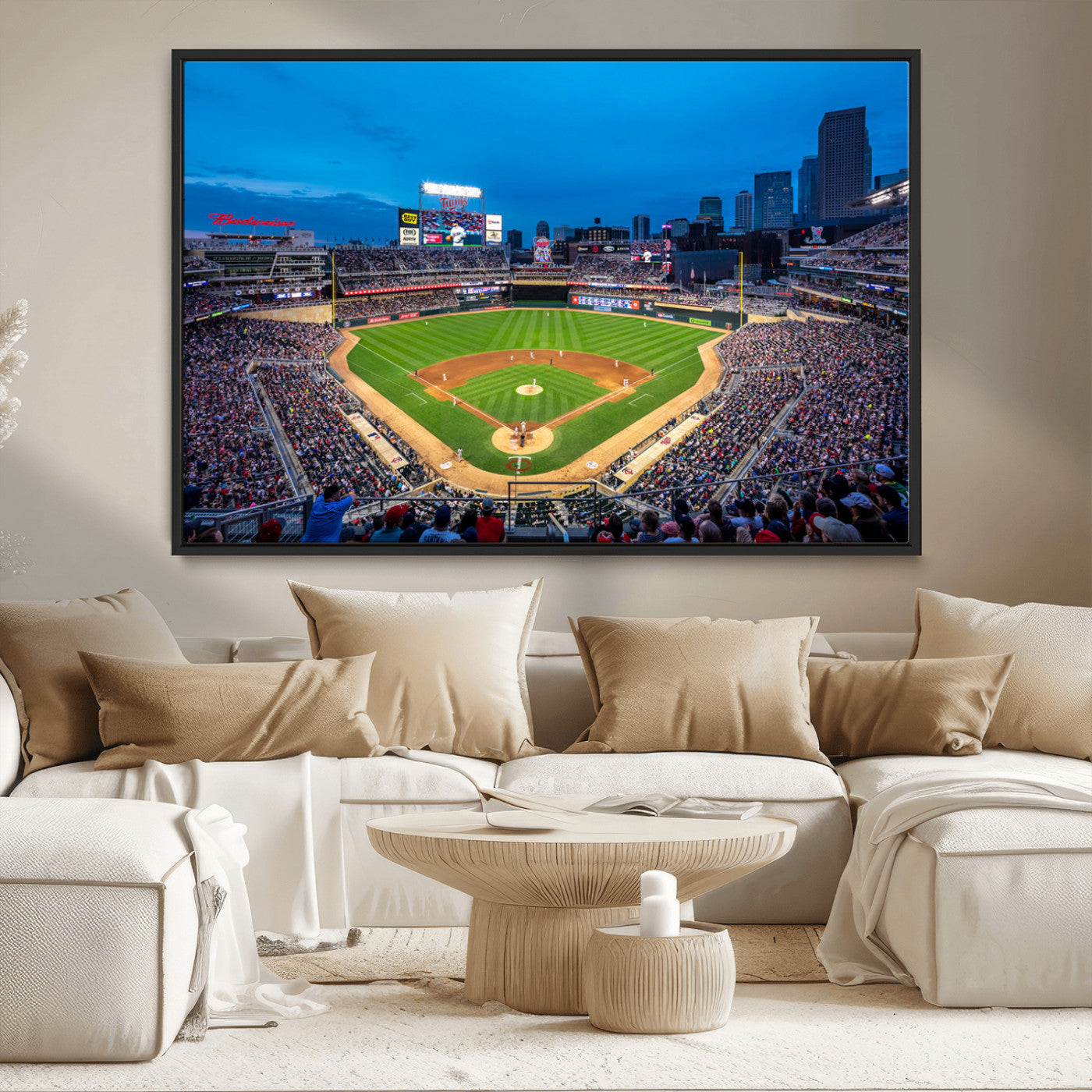 77273035-MGV-CV-36X24-Baseball Stadium Wall Art – Panoramic Evening Game Canvas Print, Sports Fan Decor for Man Cave, Office, Bar, or Living Room