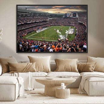 87578930-MGV-FC-36X24_Black-Soldier Field Wall Art – Chicago Bears Football Stadium Sunset Canvas Print, Game Day Sports Decor for Man Cave, Bar, Office, or