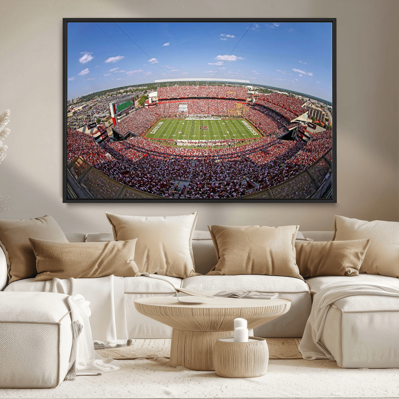 29492070-MGV-CV-36X24-Stadium Wall Art – Panoramic College Football Canvas Print, Game Day Crowd and Field Scene, Sports Photography Decor for Office,