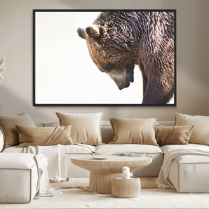 14405507-MGV-CV-36X24-Grizzly Bear Canvas Wall Art – Framed Wildlife Nature Decor, Large Brown Bear Profile Canvas Print for Living Room, Office, or