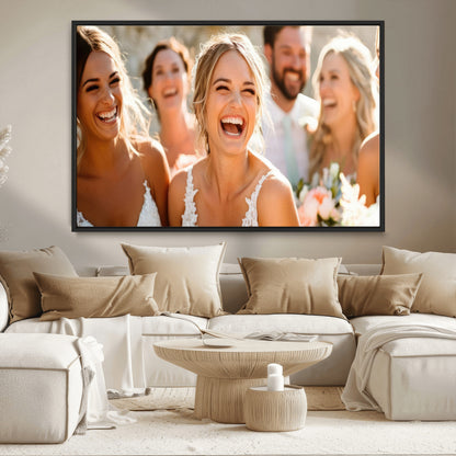 CSTM912-MGV-CV-36X24-Framed Wedding Canvas Print - Custom Wall Art Keepsake for Couples, Elegant Home Decoration Gift, Create Your Own Photo Canvas