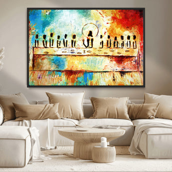 YKE34632598CR-MGV-CV-36X24-Abstract Last Supper with Apostles Wall Art Canvas Print