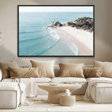 79395467-MGV-CV-36X24-Coastal Wall Art – Aerial Beach Canvas Print, Ocean Waves and Sandy Shore Photography Decor for Bedroom, Living Room, Office,