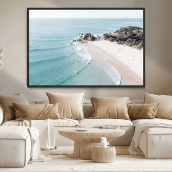 79395467-MGV-CV-36X24-Coastal Wall Art – Aerial Beach Canvas Print, Ocean Waves and Sandy Shore Photography Decor for Bedroom, Living Room, Office,