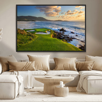 67486665-MGV-CV-36X24-Golf Course Wall Art – Pebble Beach Oceanfront Canvas Print, Coastal Fairway Photography Sports Decor for Living Room, Office, Man