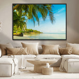 65056721-MGV-CV-36X24-Tropical Beach Wall Art – Palm Tree Coastal Photography Print, Relaxing Ocean Paradise Landscape, Island Seascape Home or Office