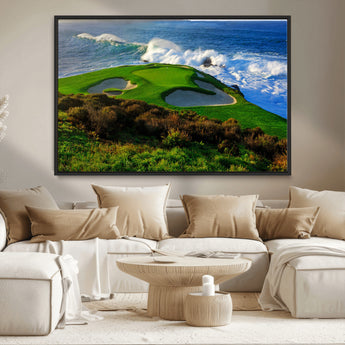 13644055-MGV-CV-36X24-Golf Wall Art – Oceanfront Green Canvas Print, Scenic Coastal Course Photography Decor for Bedroom, Living Room, Office, Sports