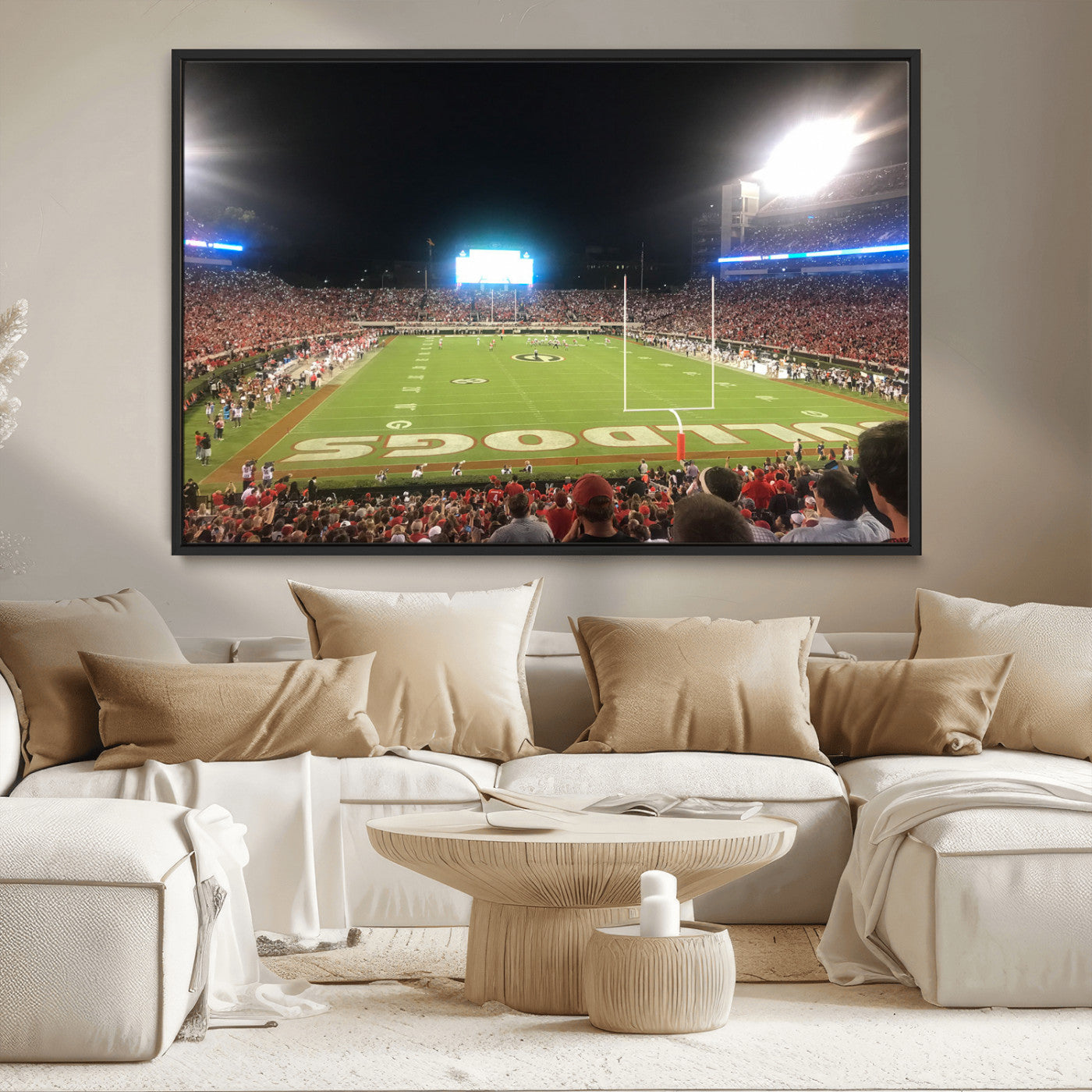 16230786-MGV-CV-36X24-Sanford Stadium Wall Art – Georgia Bulldogs Football Night Game Canvas Print, College Sports Decor for Man Cave, Bar, Office, or