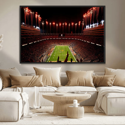 73358115-MGV-CV-36X24-Neyland Stadium Wall Art – Panoramic Tennessee Volunteers Night Game Canvas Print, Fireworks Football Celebration Sports Decor for