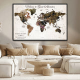 33631532-MGV-CV-36X24-Personalized World Map Wall Art – Dark Vintage Adventure Travel Map with Custom Names, Rustic Wall Decor for Couples, Home or