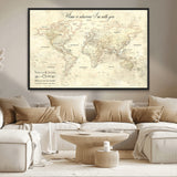 57950315-MGV-CV-36X24-Personalized World Map Wall Art – Vintage Beige Travel Map with Custom Names, Romantic Anniversary Gift for Couples, Adventure