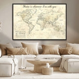 35009043-MGV-FC-36X24_Black-Personalized World Map Wall Art – Vintage Beige Travel Map with Custom Names and Date, Romantic Anniversary Gift for Couples Home