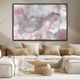 16416-MGV-CV-36X24-Blush Marble Wall Art Canvas Print, Framed Rose Gold Art Picture Print, Pink Cloudy Perfect Modern Glam Decor Artwork