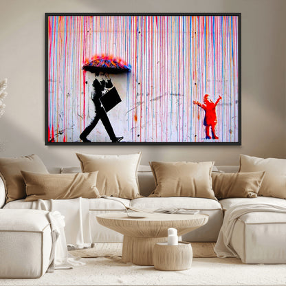 69505-MGV-CV-36X24-Graffiti Girl Wall Art Canvas Print, Framed Urban Contrast Art Picture Print, Vibrant Graffiti Perfect Urban Pop Decor Artwork