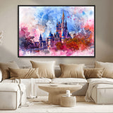 15129-MGV-CV-36X24-Disney Castle Wall Art Canvas Print, Framed Cinderella Palace Art Picture Print, Fantasy Kingdom Perfect Whimsical Fairytale Decor