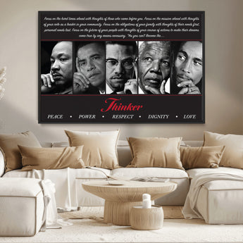 45112-MGV-CV-36X24-Black Icons Wall Art Canvas Print, Framed Thinker Art Picture Print, Motivational Quote Perfect Cultural Modern Decor Artwork