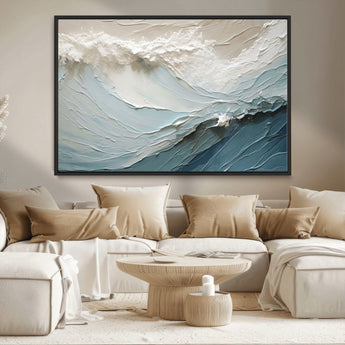 53646-MGV-CV-36X24-Ocean Wave Wall Art Canvas Print, Framed Textured Seascape Art Picture Print, Modern Ocean Perfect Minimal Coastal 2/2 Decor