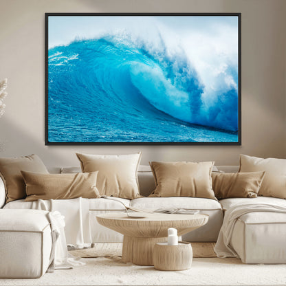 15566-MGV-CV-36X24-Ocean Wave Wall Art Canvas Print, Framed Curling Wave Art Picture Print, Vibrant Surf Wave Perfect Coastal Surf Decor Artwork