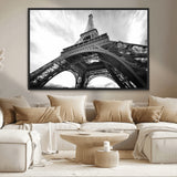 40006-MGV-CV-36X24-Eiffel Tower Wall Art – Black and White Architectural Photo Print, Paris Inspired Decor for Bedroom, Office, Studio or Modern