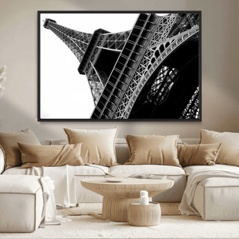 89033-MGV-CV-36X24-Eiffel Tower Wall Art – Dramatic Black and White Architectural Canvas Print, Modern Paris Decor for Office, Living Room or