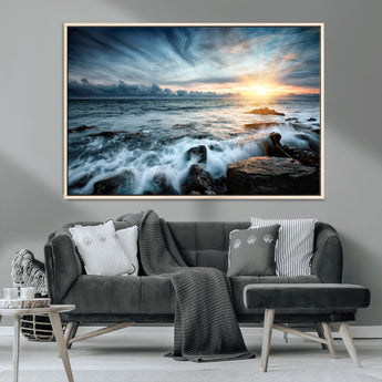 33428-MGV-CV-36X24-Ocean Sunrise Wall Art – Serene Seascape Canvas Print, Coastal Home or Office Decor, Perfect for Living Room, Bedroom, or Study