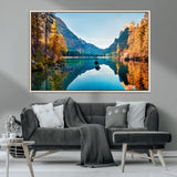 32962-MGV-CV-36X24-Mountain Lake Wall Art – Tranquil Autumn Landscape Canvas Print, Nature Reflection Decor for Living Room, Bedroom, Office or Cabin
