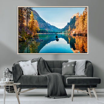 32962-MGV-CV-36X24-Mountain Lake Wall Art – Tranquil Autumn Landscape Canvas Print, Nature Reflection Decor for Living Room, Bedroom, Office or Cabin
