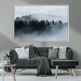 42596-MGV-CV-36X24-Misty Forest Wall Art – Atmospheric Pine Trees Canvas Print, Nature Landscape Decor for Living Room, Bedroom, Office, or Cabin