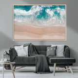 39236-MGV-CV-36X24-Ocean Beach Wall Art – Aerial View of Waves and Sand Canvas Print, Coastal Home Decor for Living Room, Bedroom, Office or Beach
