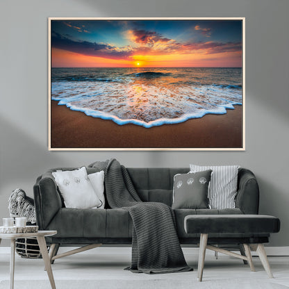 87032-MGV-CV-36X24-Ocean Sunset Wall Art – Stunning Beach Canvas Print with Vibrant Sky, Calm Waves, and Golden Horizon, Perfect Coastal Decor for