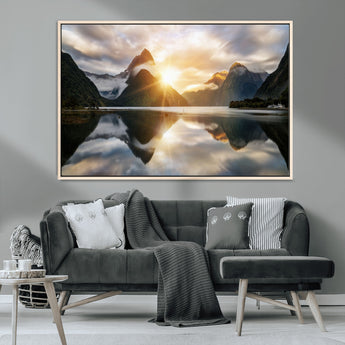 78842-MGV-CV-36X24-Sunrise Mountain Reflection Wall Art – Stunning Nature Landscape Canvas Print for Home, Office, Living Room or Relaxing Space