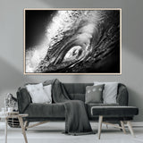22702-MGV-CV-36X24-Black and White Ocean Wave Wall Art – Powerful Surf Curl Photography Canvas Print, Modern Coastal Decor for Living Room, Office or