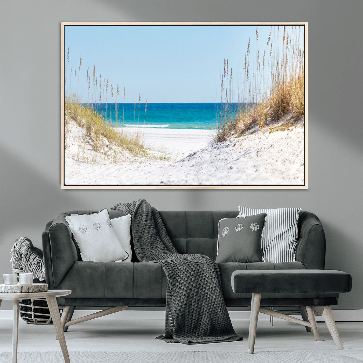 58498-MGV-CV-36X24-White Sandy Beach Wall Art – Panoramic Coastal Canvas Print, Ocean View Decor for Living Room, Bedroom, Office, Relaxing Seaside