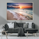 99906-MGV-CV-36X24-Morning Tide Canvas Print – Soft Sunrise Ocean Waves Wall Art, Coastal Serenity Decor for Home & Office