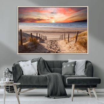 78111-MGV-CV-36X24-Sunset Pathway Wall Art – Panoramic Coastal Canvas Print, Tranquil Beach Decor for Living Room, Office or Bedroom