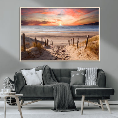 78111-MGV-CV-36X24-Sunset Pathway Wall Art – Panoramic Coastal Canvas Print, Tranquil Beach Decor for Living Room, Office or Bedroom