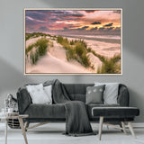 60570-MGV-CV-36X24-Beach Sunset Wall Art – Coastal Sand Dunes and Ocean Horizon Canvas Print, Tranquil Seascape Photography Decor for Living Room or