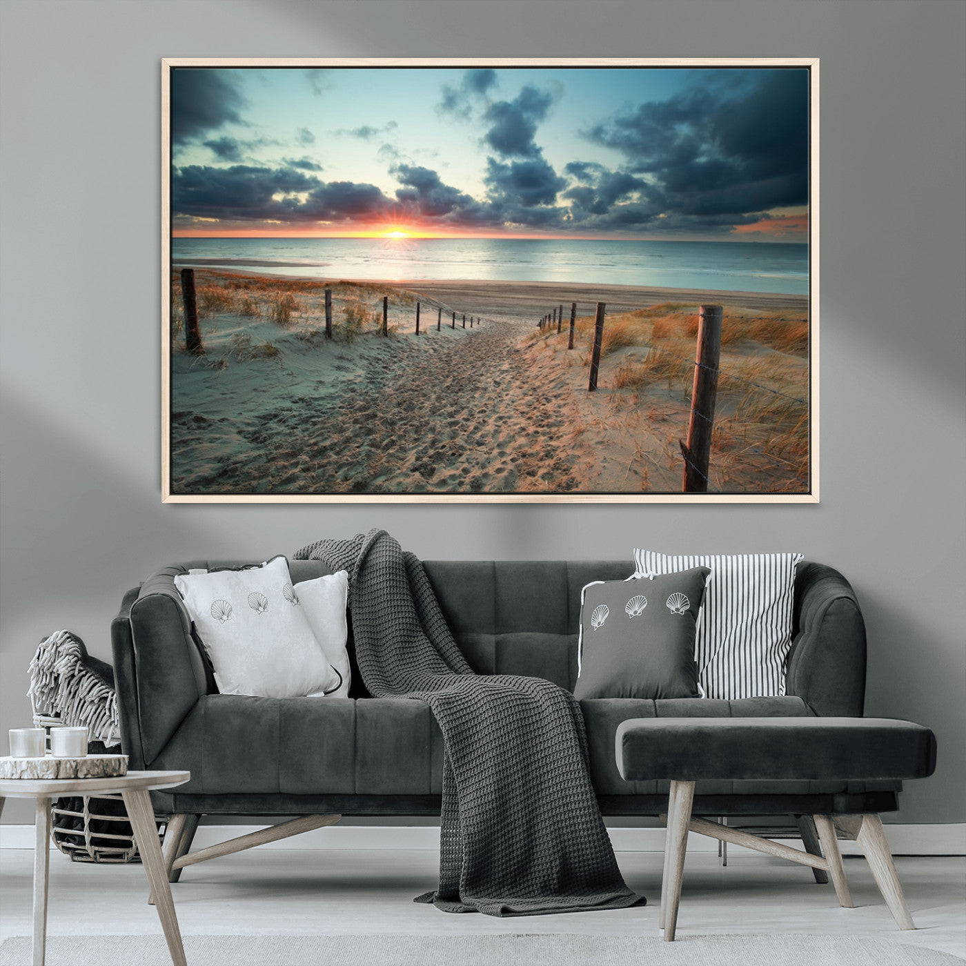 25788-MGV-CV-36X24-Sunset Beach Path Wall Art – Scenic Coastal Dunes and Ocean Canvas Print, Tranquil Seaside Landscape Decor for Living Room or