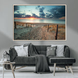 25788-MGV-CV-36X24-Sunset Beach Path Wall Art – Scenic Coastal Dunes and Ocean Canvas Print, Tranquil Seaside Landscape Decor for Living Room or