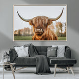 64824-MGV-CV-36X24-Highland Cow Wall Art – Rustic Scottish Bull Canvas Print, Farmhouse Animal Decor for Living Room, Bedroom, Office or Cabin